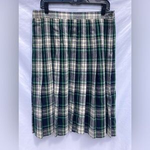 Vintage Wardrobe Maker Wool Blend Plaid Pleated Skirt, Women's 14
